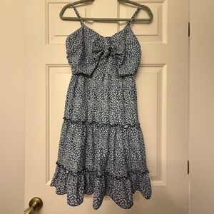 Cowish Blue and White Floral Tiered Sundress